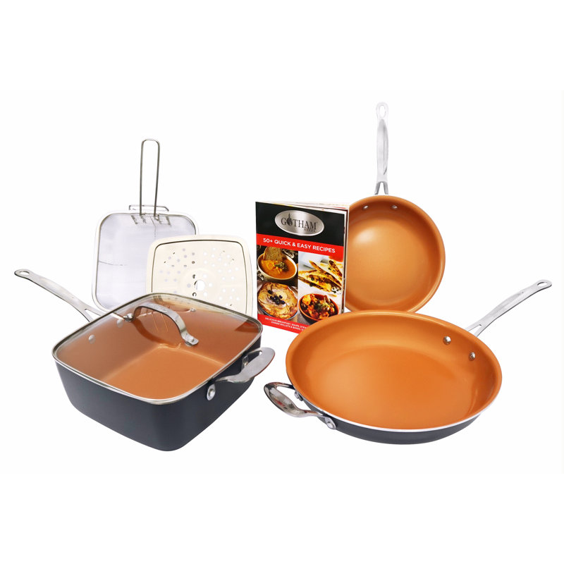 Gotham Steel Original Copper 7 Pieces Ceramic Non Stick Cookware Set Reviews Wayfair