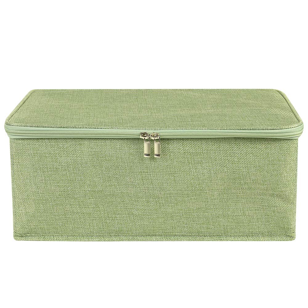 Cotton Linen Large Storage Bins with Zipper Lid Handles and Plastic Bottom Storage Boxes Collapsible Cube Boxs for Clothes Toys Storage 