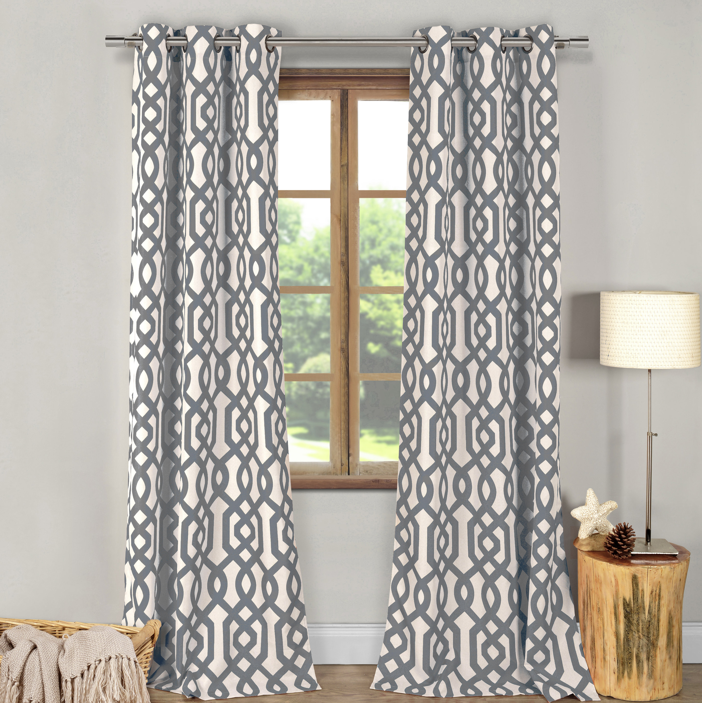 Dr International Fretwork Geometric Blackout Grommet Curtain