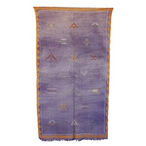 Moroccan Hand Woven Silk Purple/Gold Area Rug