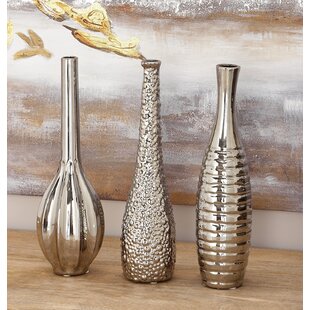 Modern Gold Long-Necked Domed Iron Vase Contemporary 