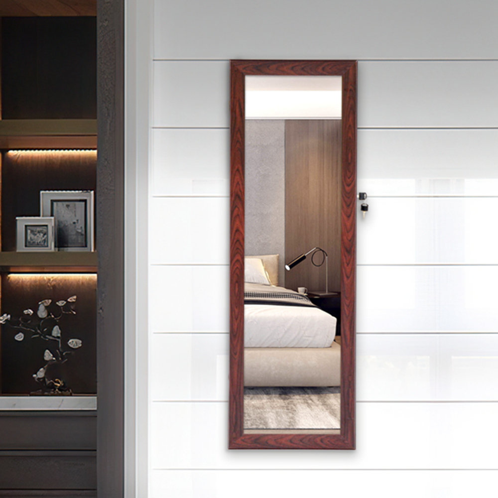 Tangya Fashion Simple Jewelry Storage Mirror Cabinet With Led Lights Can Be Hung On The Door Or Wall Wayfair wayfair