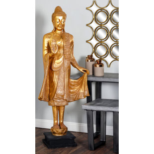 Tall Floor Sculptures Wayfair Polystone Floor Buddha Statue