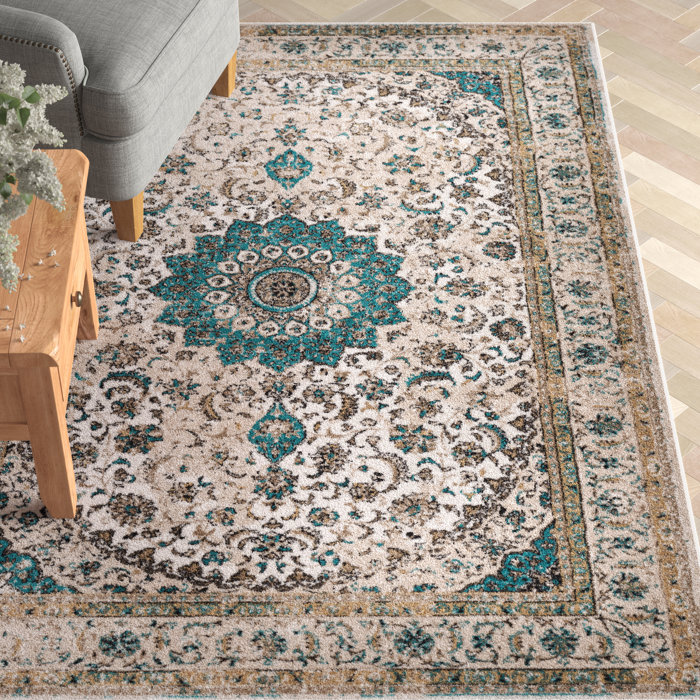 Luxbury Mahal Medallion Beige Gold Area Rug Luxbury Mahal Medallion Beige Gold Area Rug
