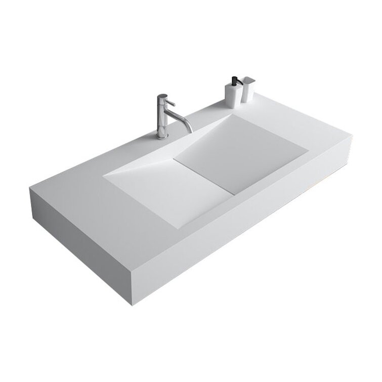 Homary Matte White Ceramic Rectangular Wall Mount Bathroom Sink | Wayfair