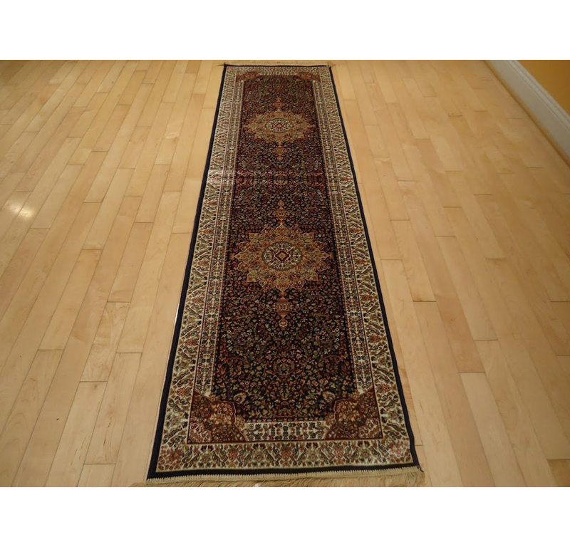 Astoria Grand Shanelle Living Room Hand Knotted Wool Navy Beige Rug Wayfair