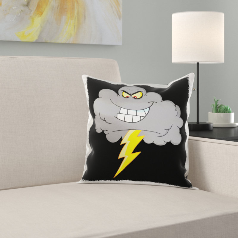 East Urban Home Angry Cartoon Storm Cloud With Lightning Bolt