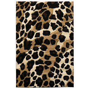 Sculpture Leopard Skin Print Black/Brown Area Rug