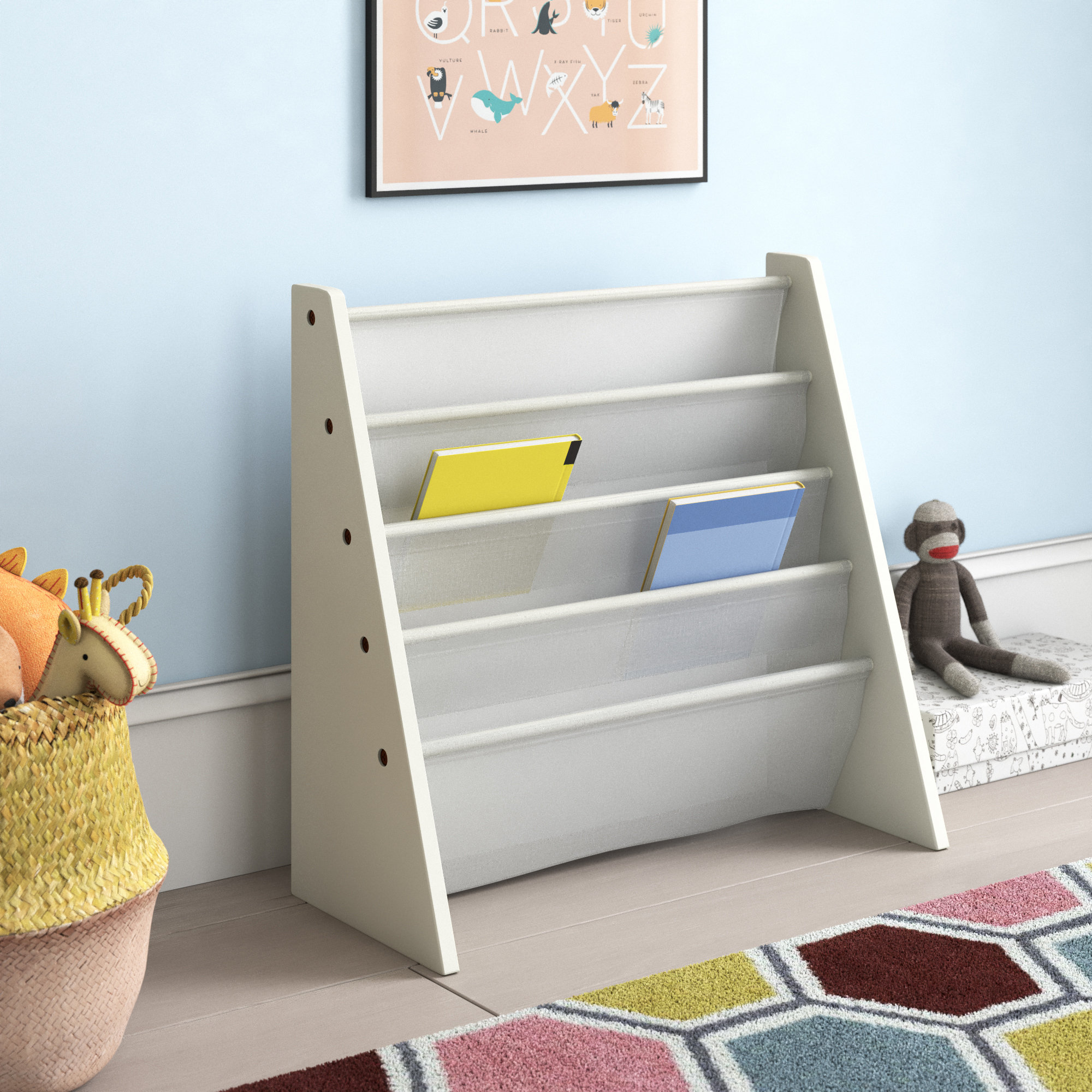White Pink Purple Kids Book Rack Storage Bookshelf  Rack Displays Books Making 