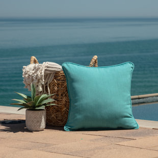 ocean teal texture outdoor lumbar throw pillow