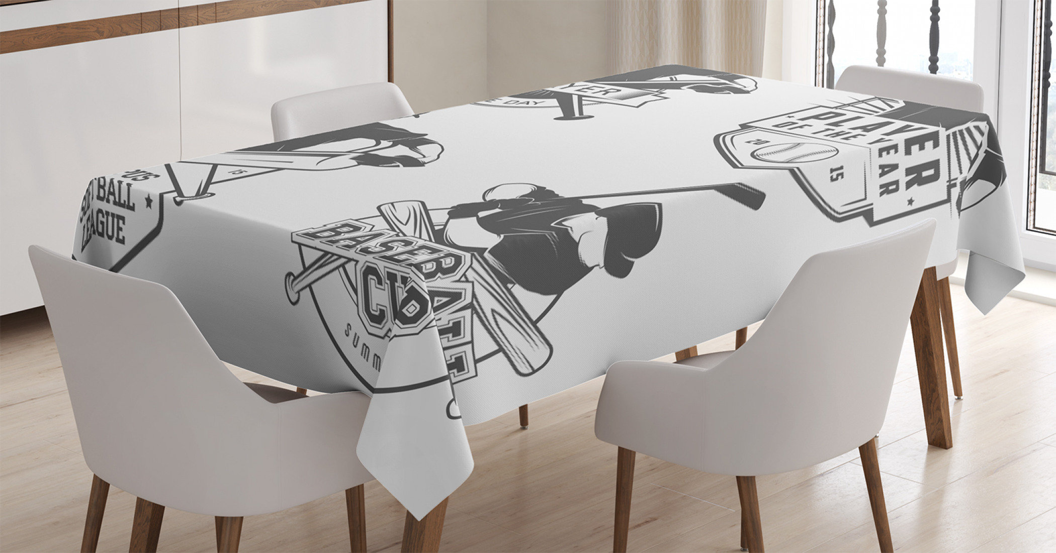 East Urban Home Ambesonne Sports Tablecloth Vintage Baseball And Softball With Championship Winner Victory Theme Rectangular Table Cover For Dining Room Kitchen Decor 60 X 90 Charcoal Grey White Wayfair