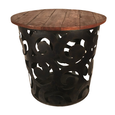 Eangee Home Design Outdoor Indoor Drum Lattuce Metal Side Table Outdoor Indoor Drum Spiral Metal Side Table