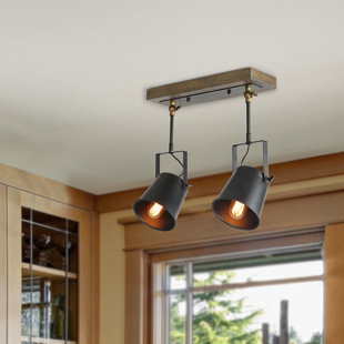 Go to store & view more images Wood Spotlight 2-Light Flush Mount by LNC Home