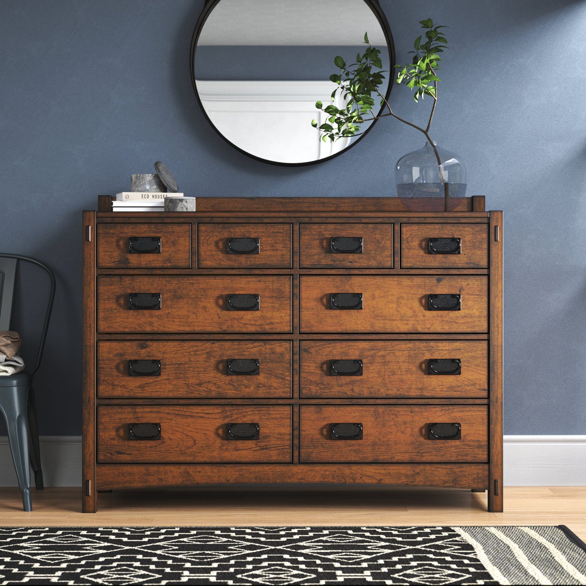 DALTON 10DRAWERS CHEST WITH CASTOR】-