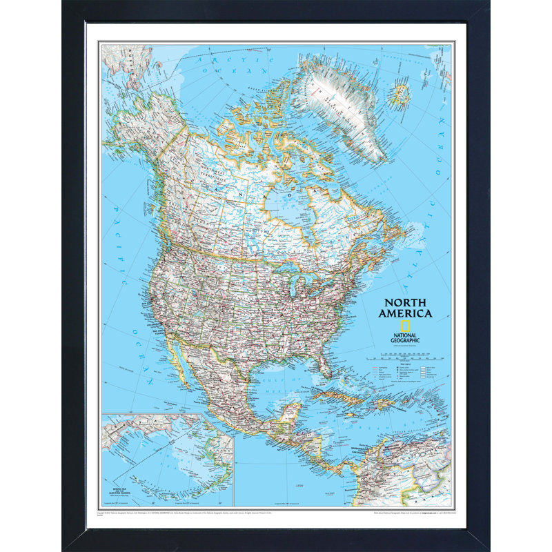 Breakwater Bay Giavanna Magnetic Travel Map National Geographic North America Classic Wayfair