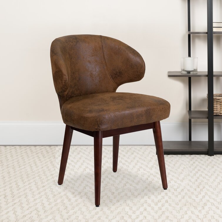Waiting Room Office Chair Brown Leather Reception Area Side Chair 