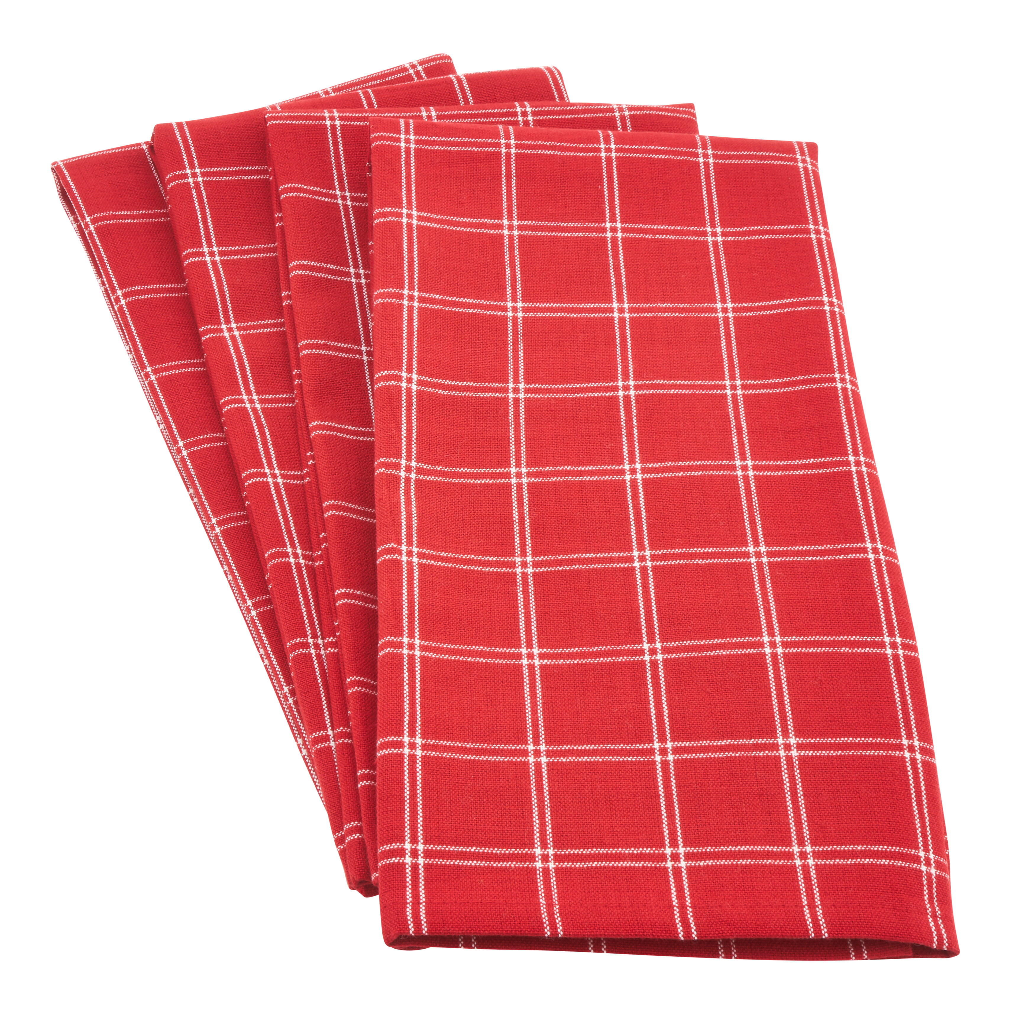 red plaid dish towels