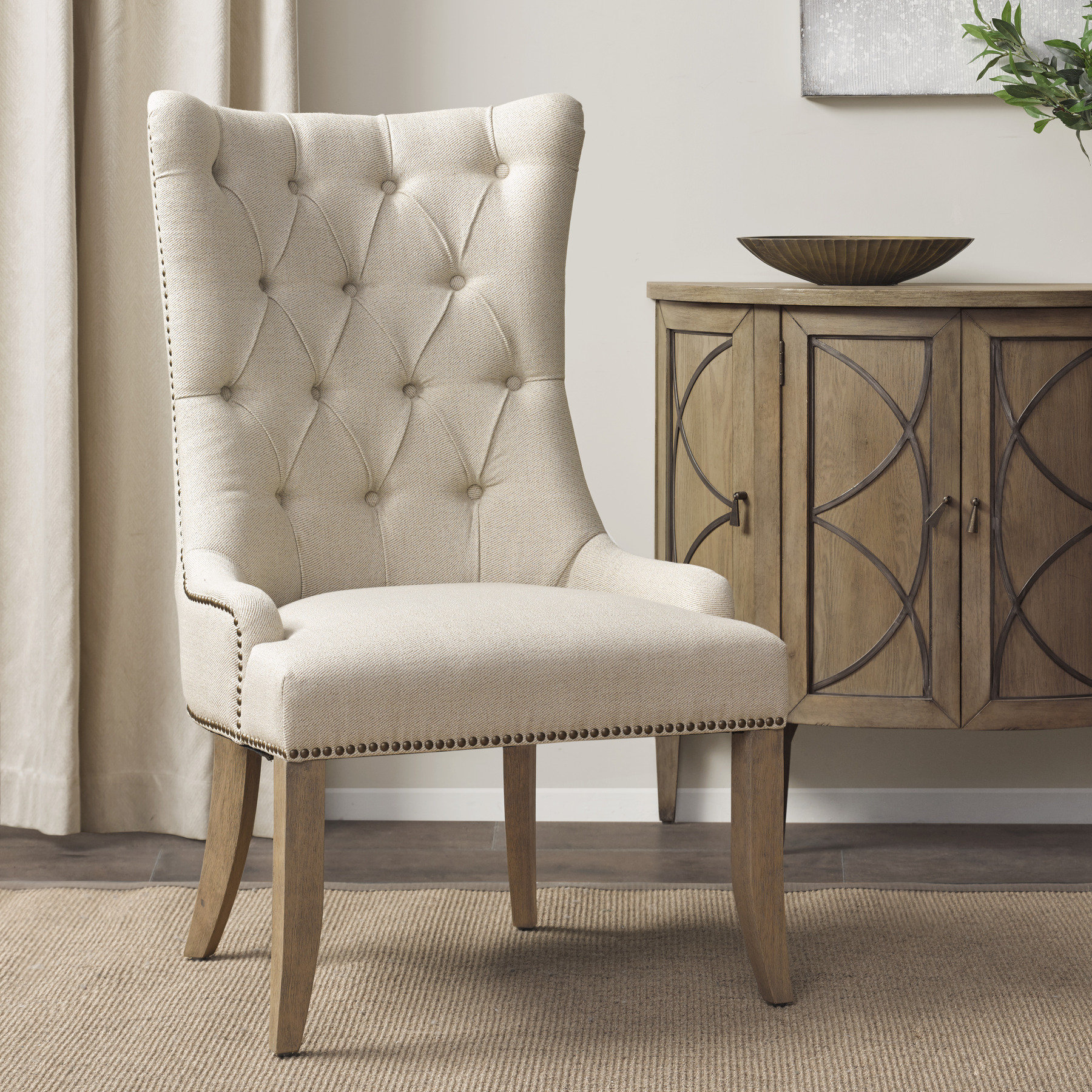 wingback upholstered chair