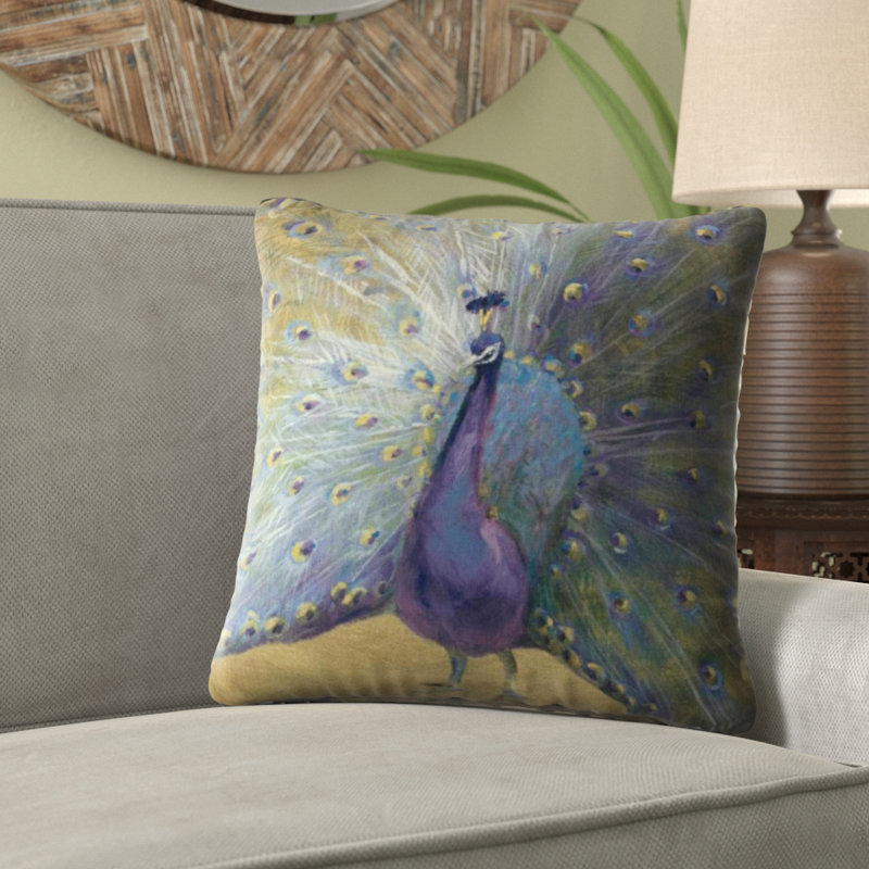 World Menagerie Lissette Purple And Gold Peacock Velvet Throw