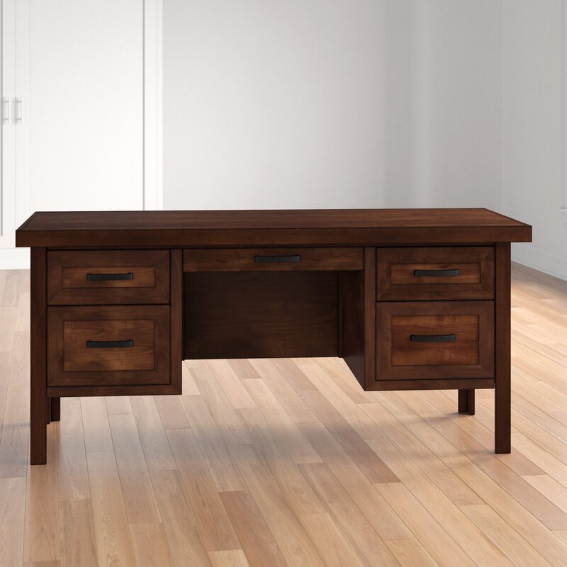 Three Posts Pooler Solid Wood Executive Desk Reviews Wayfair