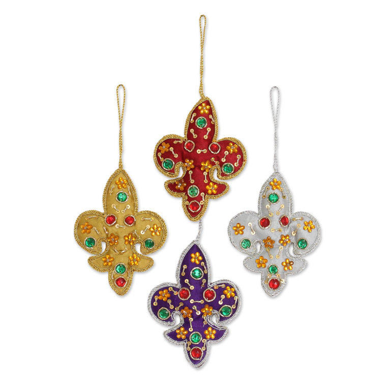 Colorful Fleur De Lis Holiday Shaped Ornament