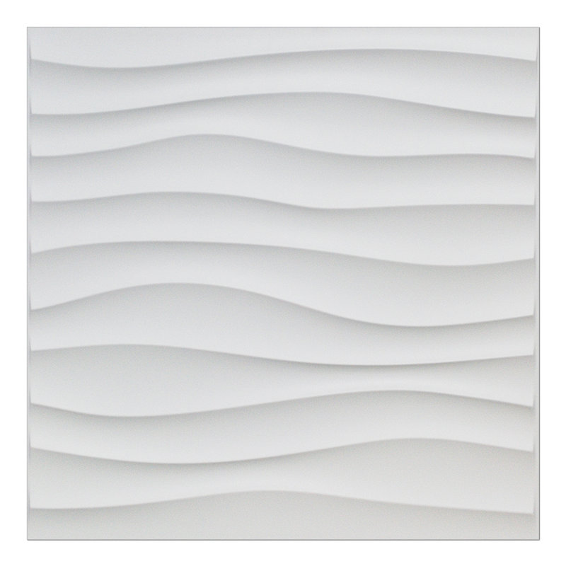 Yacoubou 19.7" x 19.7" PVC Wall Paneling,3D Wall Panels in Wave Design,32sq.ft.(Set of 12) Color: White