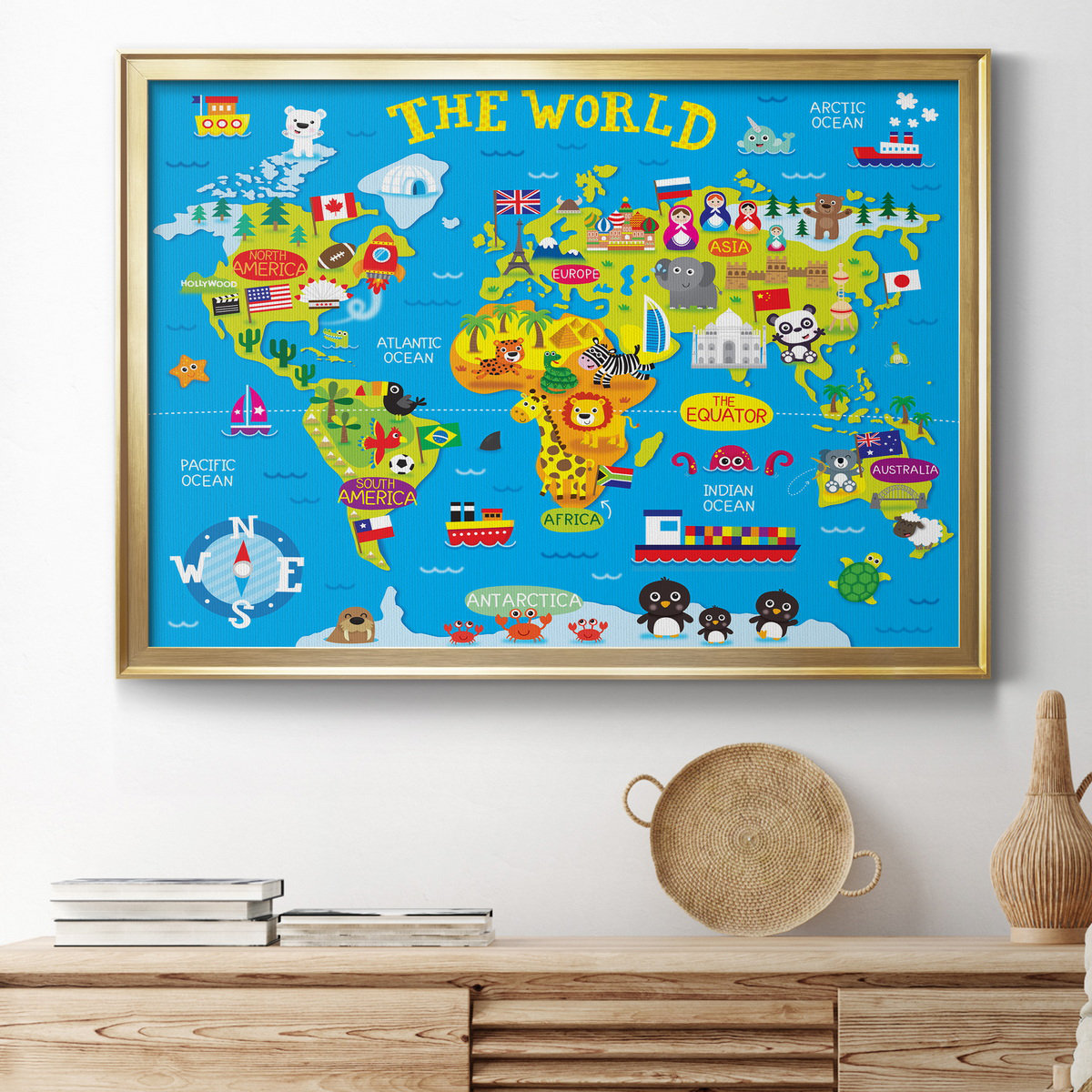 Zoomie Kids World Map - Picture Frame Graphic Art on Canvas Wayfair