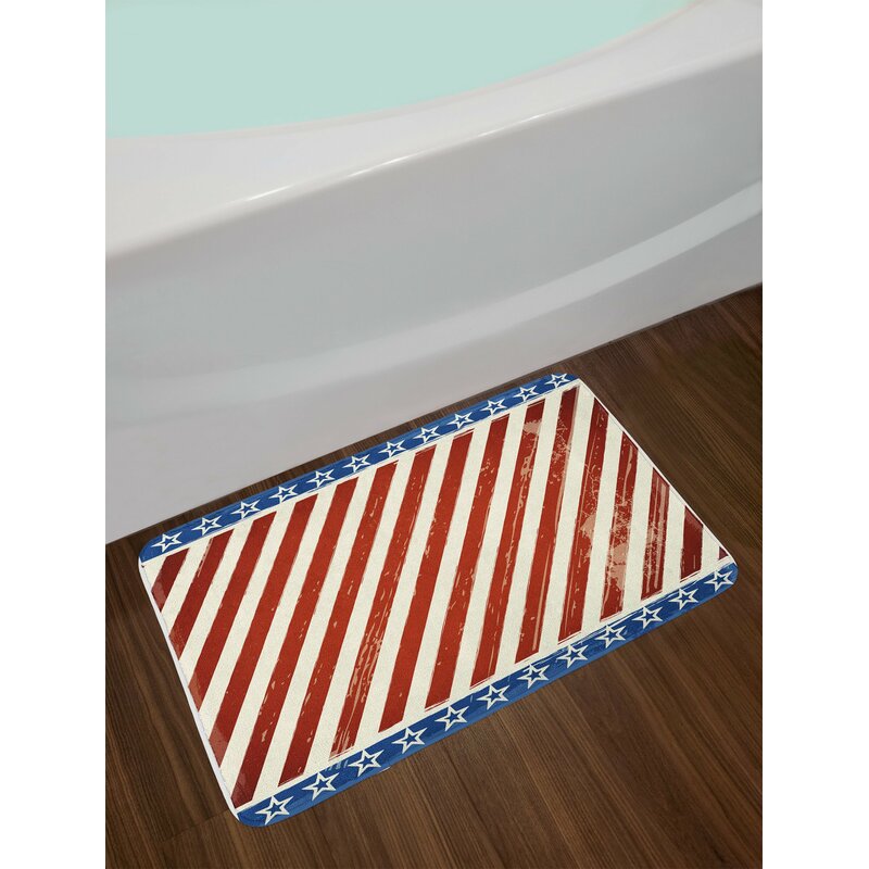 East Urban Home 4th Of July Abstract Diagonal Stripes Bath Rug