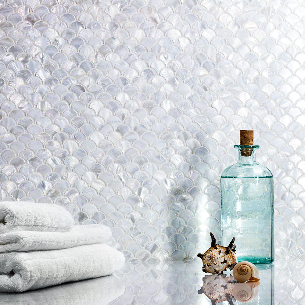 Ivy Hill Tile Pacif Random Sized Glass Pearl Shell Mosaic Tile In Polished White Pearl Reviews Wayfair