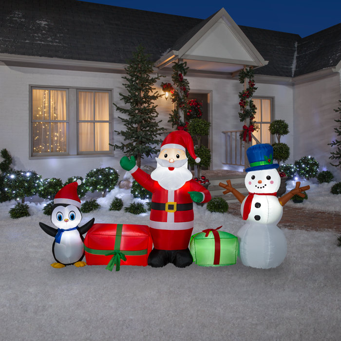 The Holiday Aisle Santa Scene With Snowman And Penguin Lighted