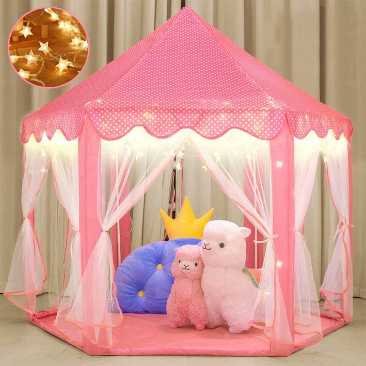 HongTeng Children's Tent Play House Toy Ocean Ball Pool Yurt 105x105x135cm Pink Princess Love Play House