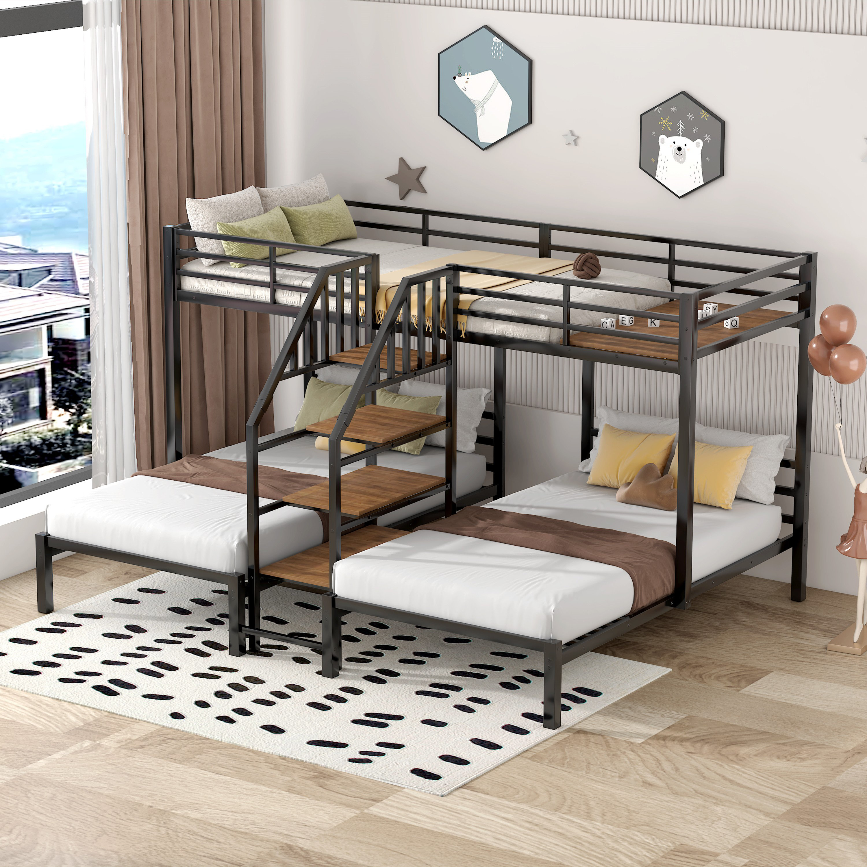 Isabelle & Max™ Cavedon Twin Over Twin Triple / Quad Bunk Bed with ...