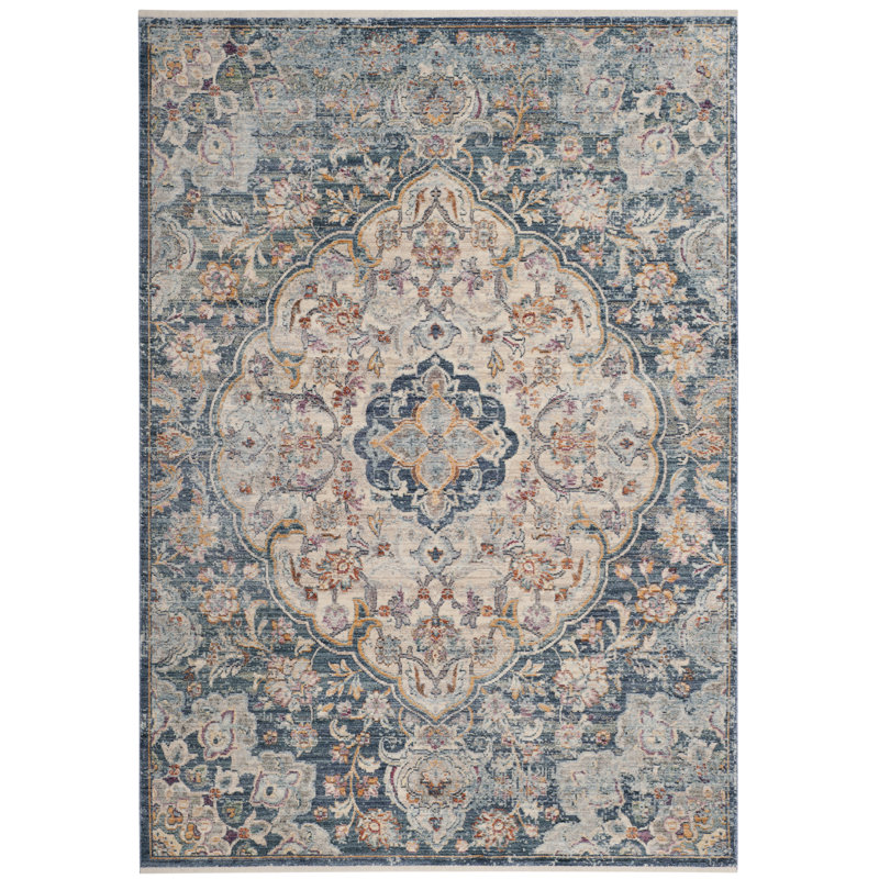 Three Posts Bachus Power Loom Cream/Blue Rug & Reviews | Wayfair.co.uk