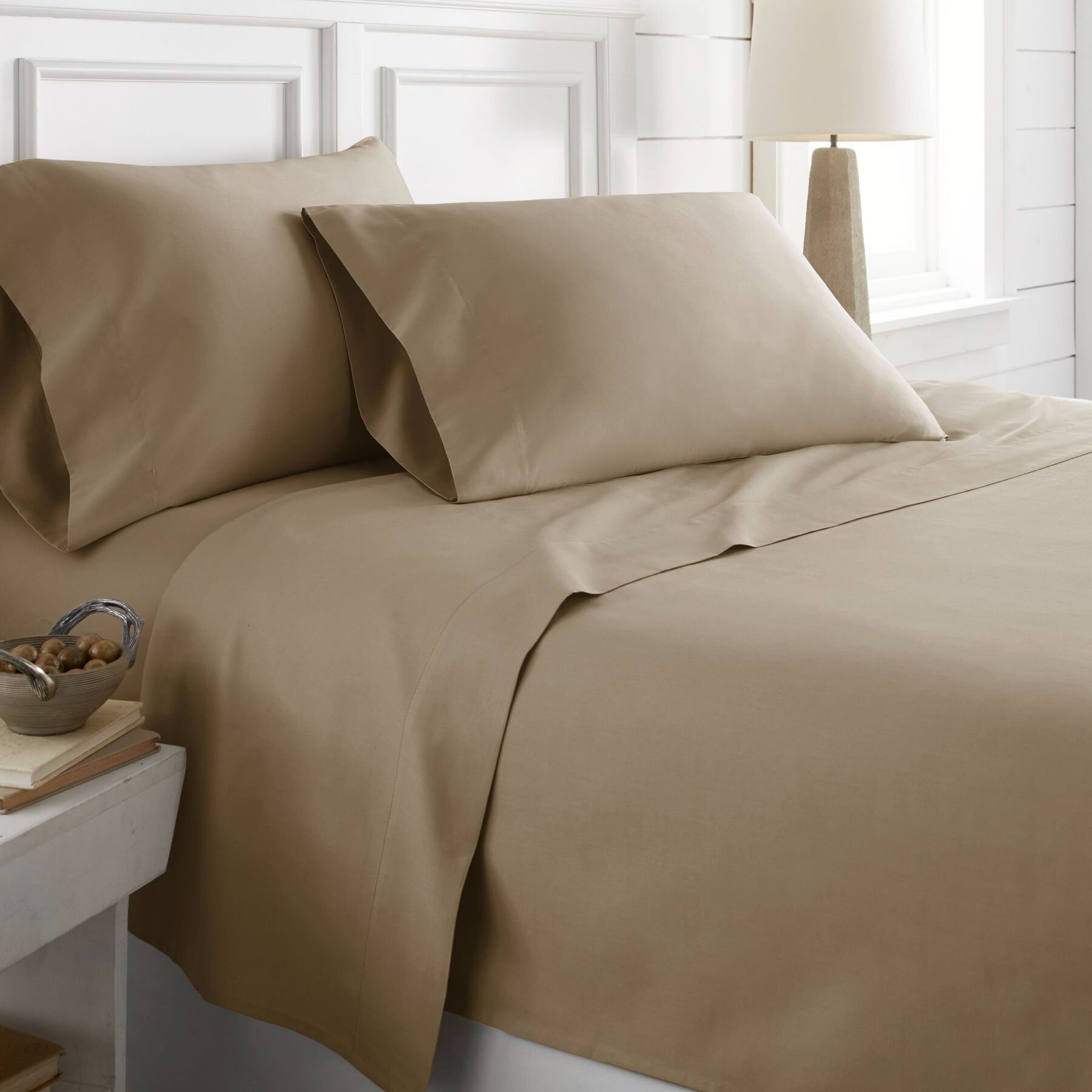 Twin Size 3 piece Bed Sheet Set & Pillow Shams Microfiber Deep Pocket Home Decor 