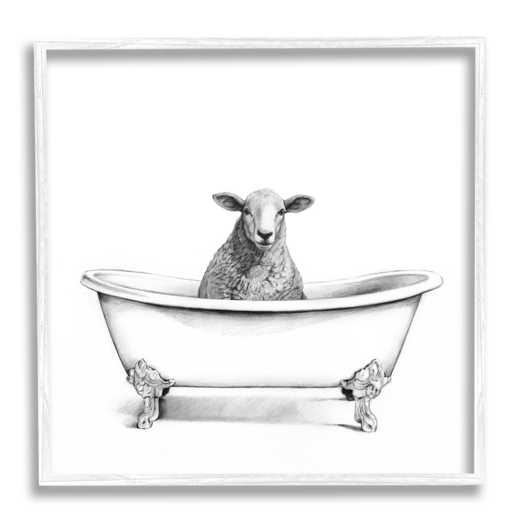Stupell Industries Wooly Sheep In Bath Tub Farm Animal Bathroom By Victoria Borges Painting Reviews Wayfair