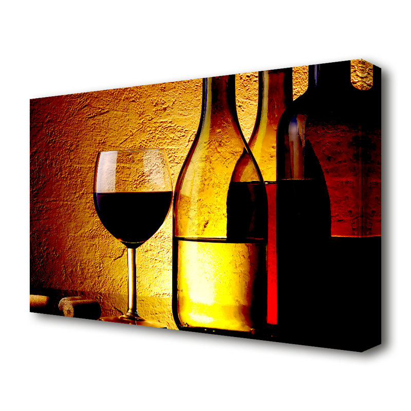 East Urban Home Wine Bottles And Glasses Kitchen Canvas Print Wall
