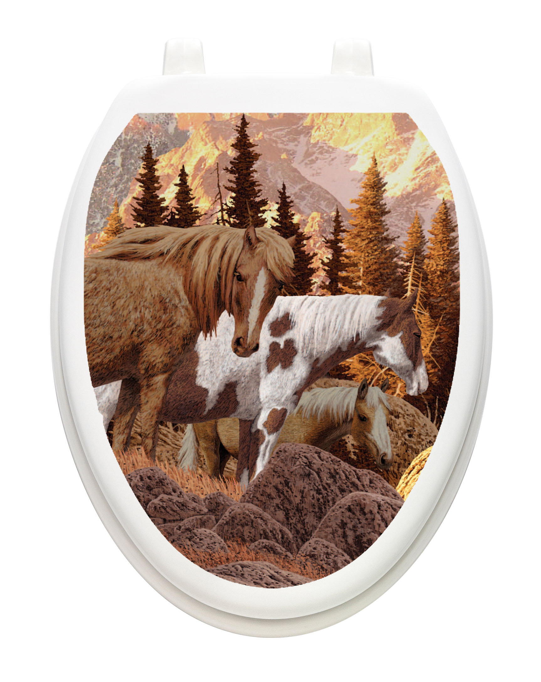 Toilet Tattoos Toilet Lid Cover Decor Painted Horse Reusable Vinyl