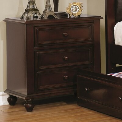 Eliot Traditional 3 Drawer Nightstand Harriet Bee Color Espresso