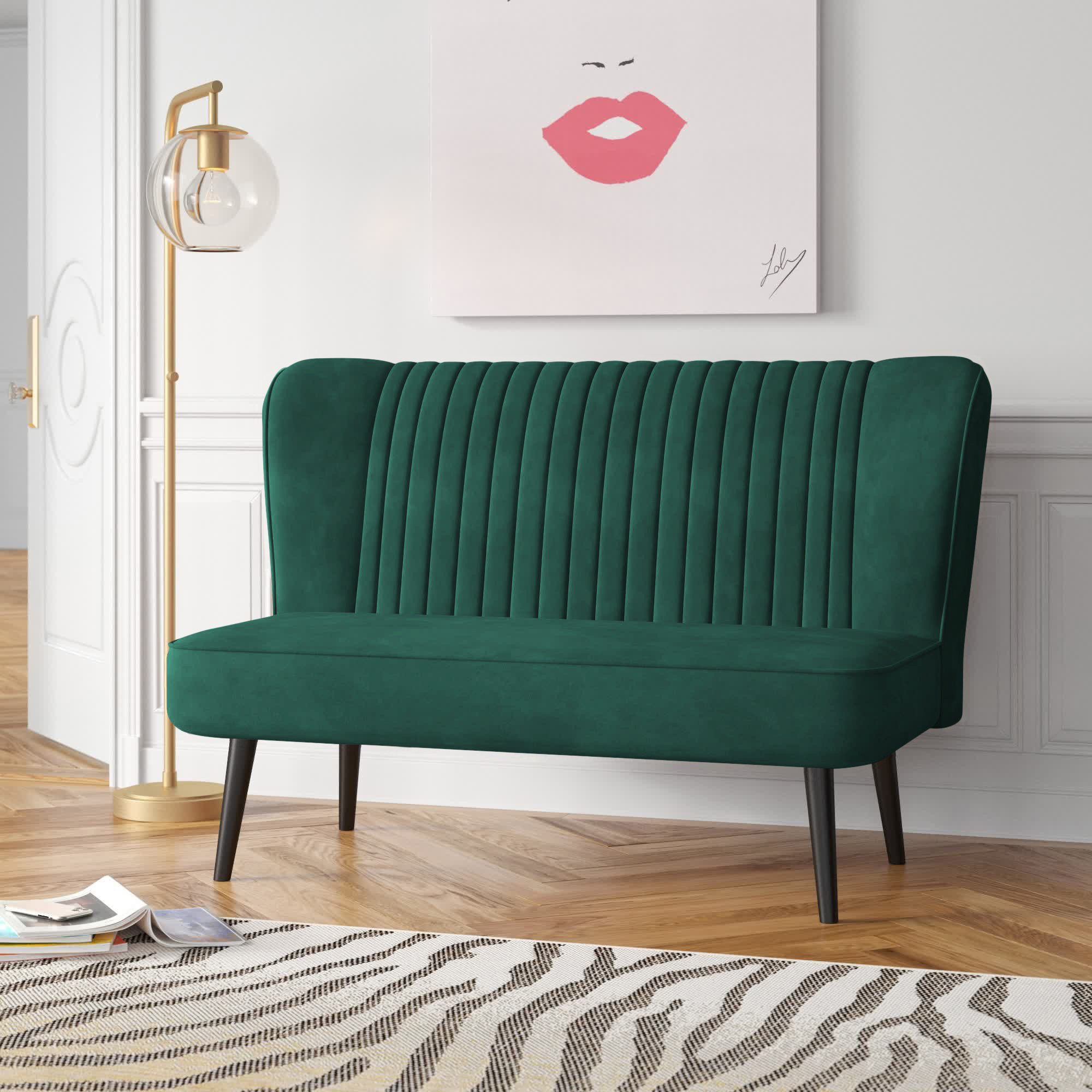 Velvet armless loveseat Clearance