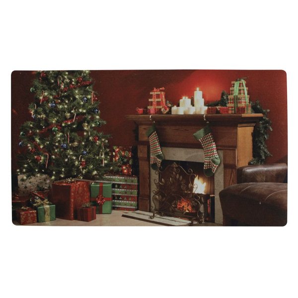 Wanddekoration Christmas Fireplace Stockings Xmas Tree Scene