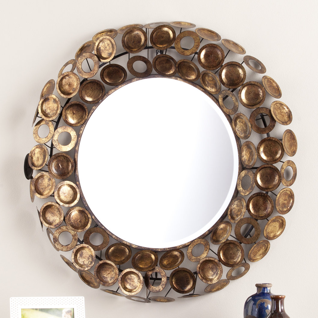 Laude Run Round Galvanized Burnished Gold And Copper Decorative Laude Run Round Galvanized Burnished Gold And Copper Decorative Wall Mirror Reviews Wayfair