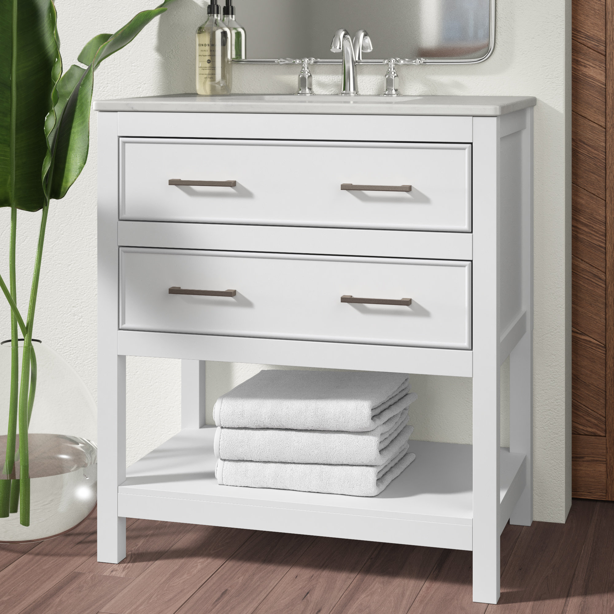 30 inch off white bathroom vanity