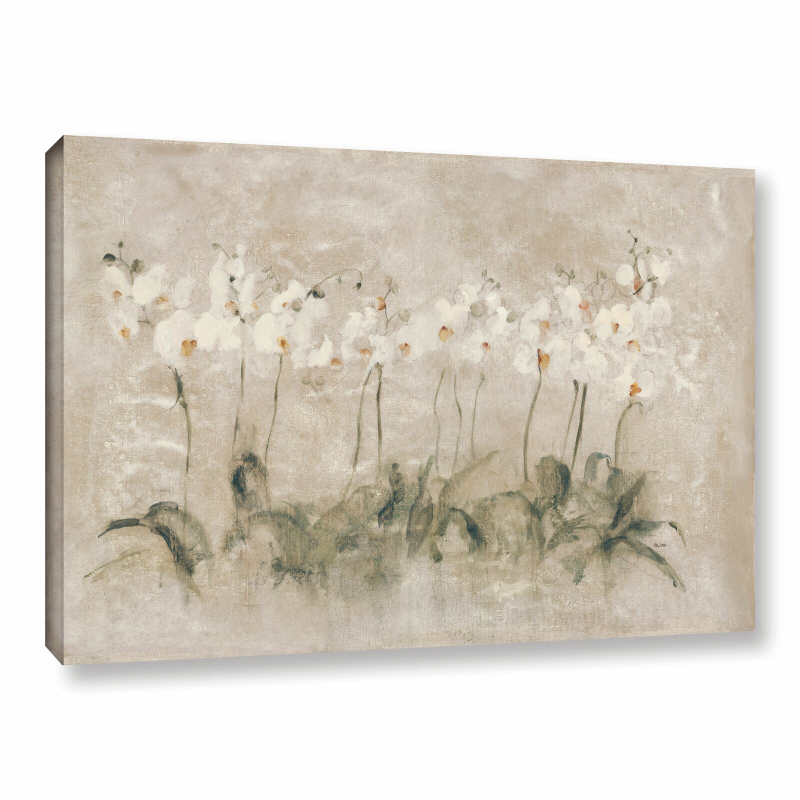 White Dancing Orchids Painting Print on Wrapped Canvas