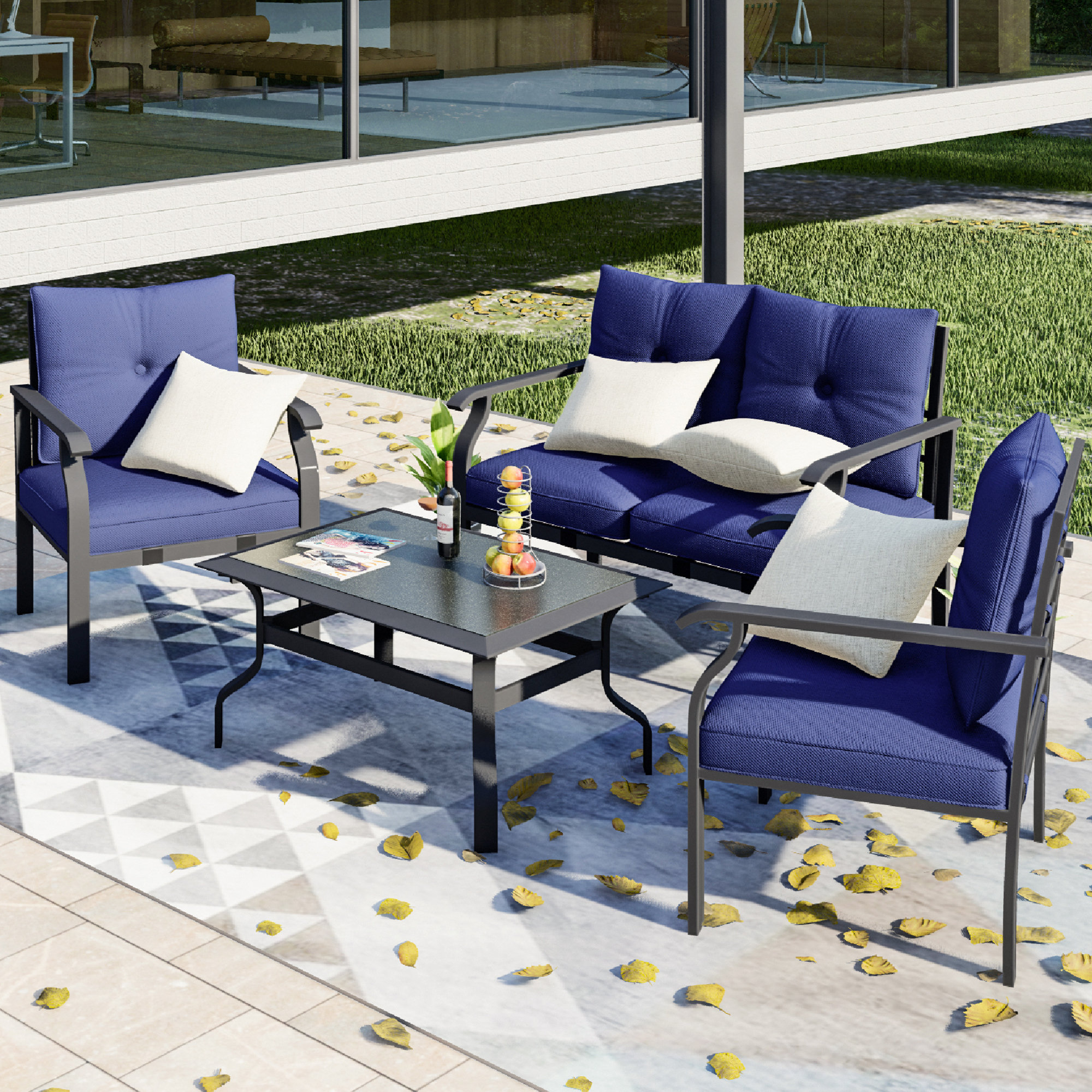 mirando 4 piece sofa set with cushions