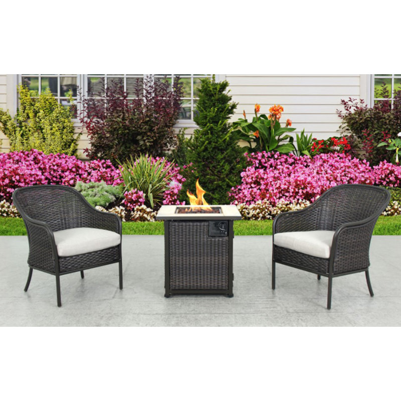 Bayou Breeze Enprise Fire Pit 3 Piece Bistro Set Wayfair