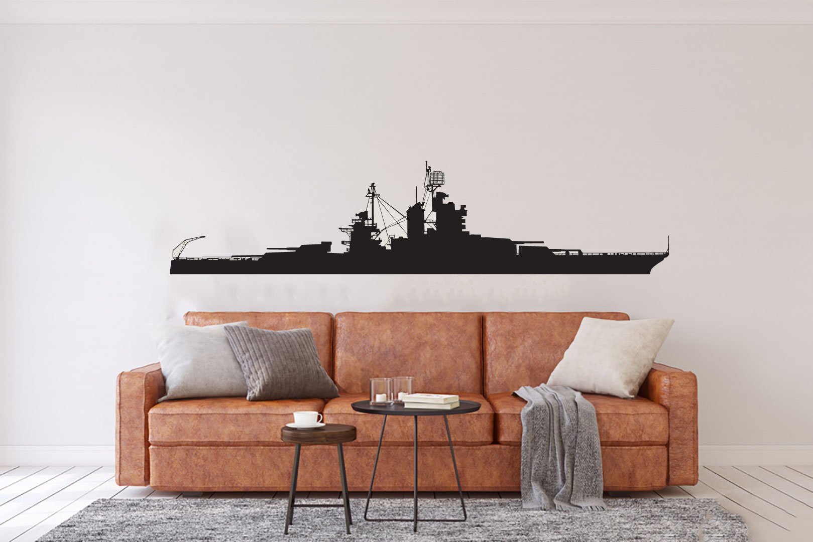 Breakwater Bay US Navy Battleship Ship Silhouette Vinyl Wall Words ...