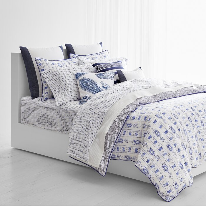 Home Bedding Ralph Lauren Tropical Floral Blue White Full Queen