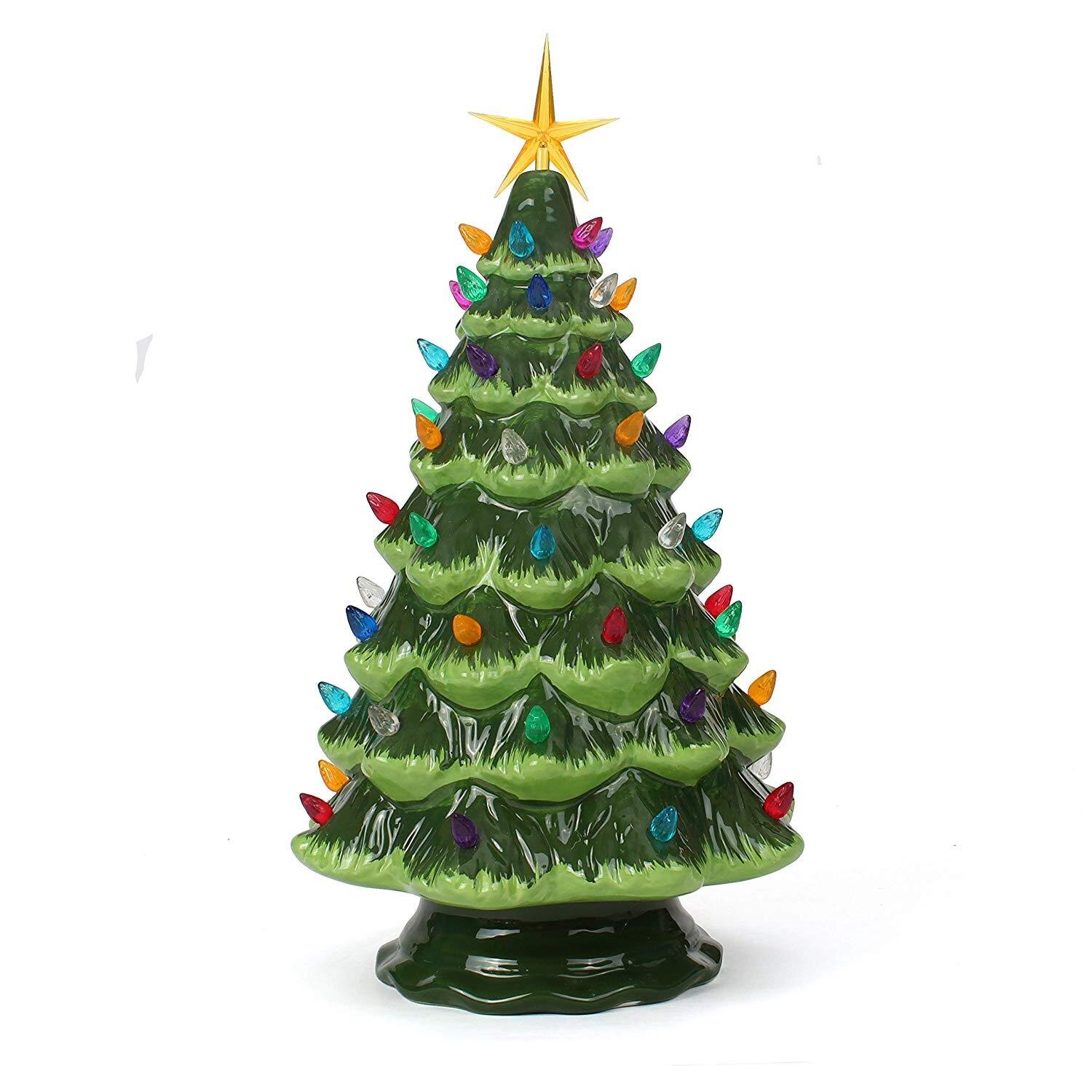 The Holiday Aisle® Lighted Vintage Christmas Tabletop Tree & Reviews ...
