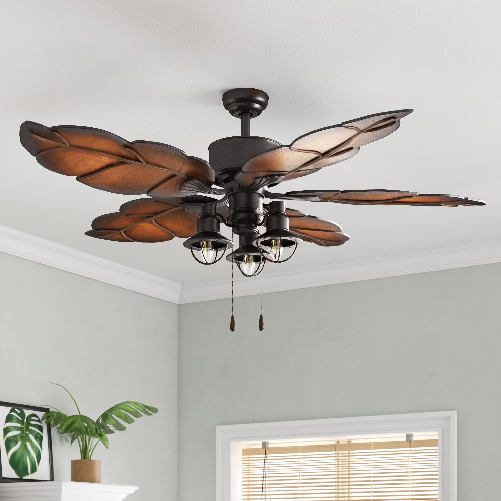 Beachcrest Home 52 Jorgen 5 Blade Leaf Blade Ceiling Fan With Light Kit Included Reviews Wayfair