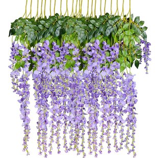 ONLY ART 6Pcs White Wisteria Hanging Flower Artificial Silk Fake Wisteria Vine Ratta for Spring Wedding Party Anniversary Special Events Home Decorations